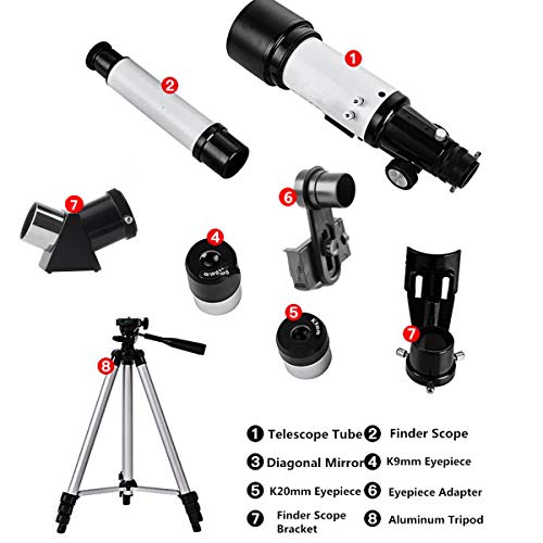 Telescope for Kids 70mm Aperture 400mm AZ Mount Astronomical Refractor Portable Telescope for Kids and Beginners with Backpack,10mm Eyepiece Phone Adapter to View Moon and Planet - Thumbnail 5
