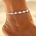 Handcess Boho Fußkettchen Silber Kristall Knöchel Armbänder Strass Fußkette für Frauen und Mädchen