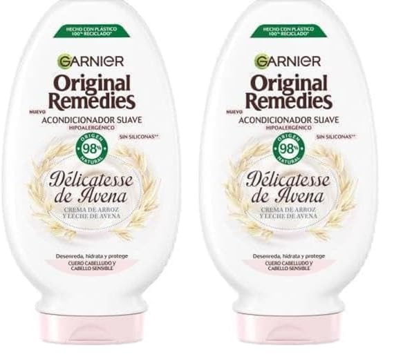 Garnier Original Remedies Delicatesse de Avena Acondicionador Suave Calmante, para Pelo Normal y Sensible, 250 ml (Paquete de 2)