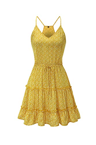 Image of Newshows Women's Summer Casual Dress Cute A Line Ruffle Hem Flattering Fit Beach Vacation Sundress