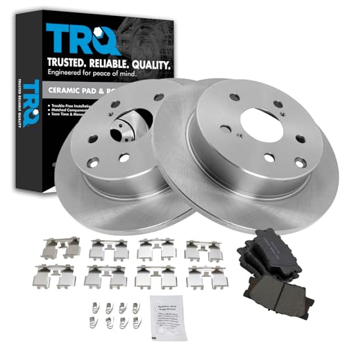Image of TRQ Rear Brake Pad and Rotor Set Ceramic Solid Rotors