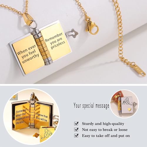 Personalized For Granddaughter Chapter Book Necklace, to My Granddaughter Book Necklace with 6 Engraved Pages, Custom Name Stainless Steel Gift from Grandma & Grandpa3