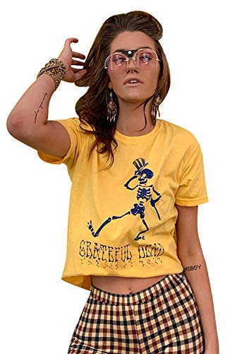 Life Clothing Co. Yellow Grateful Dead Skeleton Tee T Shirt (L)