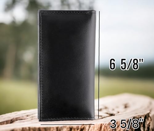 Image of F&L CLASSIC Men's RFID Vintage Look Genuine Leather Long Bifold Wallet Checkbook Wallets, black