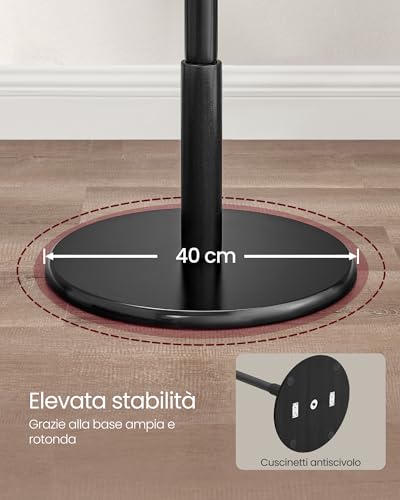 VASAGLE Attaccapanni, Appendiabiti da Terra in Legno, 8 Ganci, per Cappotti Cappelli Borse, per Ingresso, Ganci e Palo in Legno di Gomma, Nero Inchiostro RCR007P33 - Immagine 3