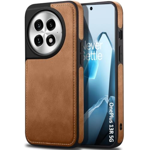 Image of MOBILOVE PU Leather Flexible Shockproof Design Back Case Cover for | OnePlus 13R 5G (Brown)