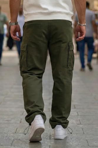 Image of Veirdo Men's Baggy Cargo Oversized Pants with Utility Pockets, Relaxed Loose Fit Street Style Trousers, All-Day Comfort, Perfect Casual Wear, Travel, (Size S to 2XL)