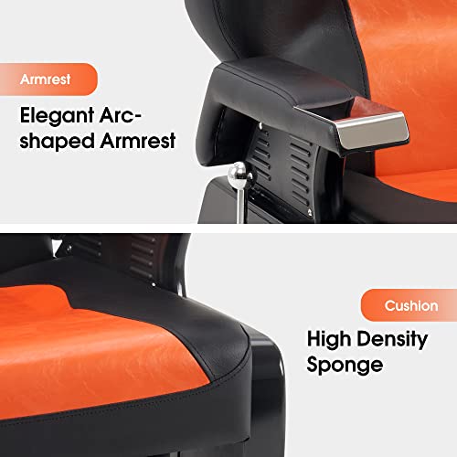 Barberpub Heavy Duty Reclining Barber Chair All Purpose Hydraulic Salon Chair For Barbershop Stylist Tattoo Chair 2688(Orange) #TOP3