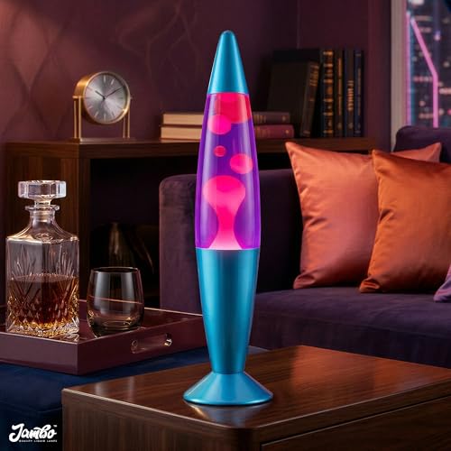 Image of JAMBO 16 inch Beautiful Lamp- Purple with Pink Wax, Relaxing Liquid Light, Night Light Nightlight, Home Decor Living Room Office Bedroom Lamp for Adults Teens Kids, Magma Motion