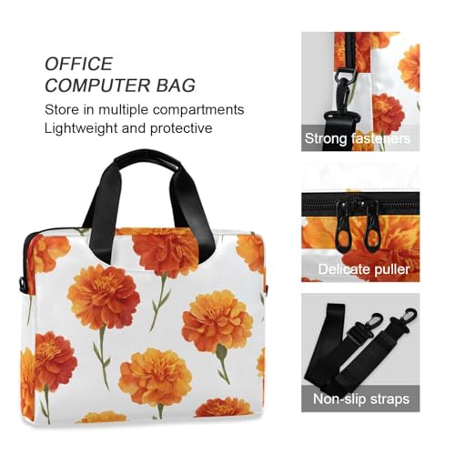 Maletín para laptop con patrón de flores naranja miniatura 6
