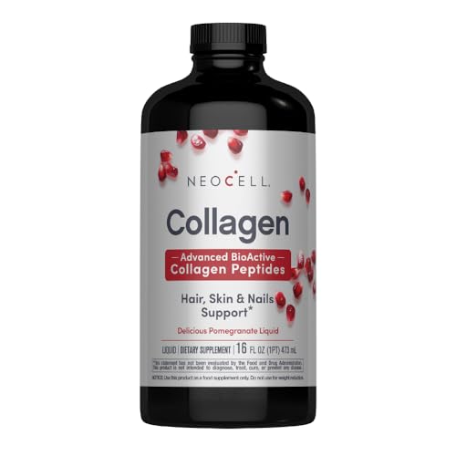 NeoCell Liquid Collagen, Skin, Hair, Nails and Joints Supplement, Includes Fruit Juice Concentrates and Green Tea Blend, Pomegranate, 16 oz., 1 Bottle