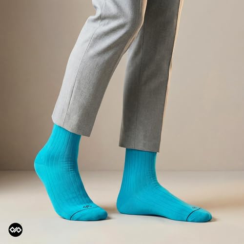 Image of DYNAMOCKS Men's and Women's Combed Cotton Crew Length Socks (Pack of 1, Multicolour) (Size UK 7-12)