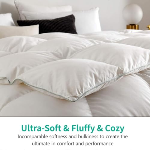 APSMILE Luxurious Oversized Queen Down Feather Fibers Comforter, Ultra-Soft Down Feathers Fiber Duvet, Hotel Collection Down Feather Fibers Comforter All Season Fluffy Duvet Insert (98x98, White) by APSMILE - Used condition - Image 4