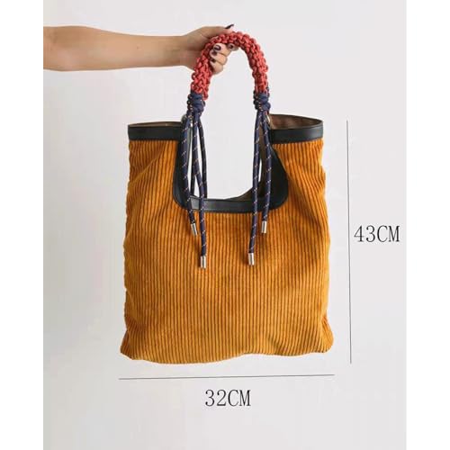 Corduroy Tote Bag Vintage Corduroy Alt Bag with Sturdy Rope Handle Oversized Fashion Tote Purse Large Trendy Handbag 20253
