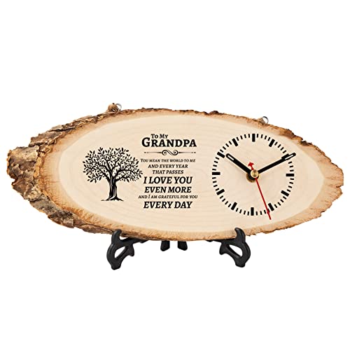 BeauGift Grandpa Gifts, Wooden Clock Birthday Gifts for Granddad from Grandkid Grandson...