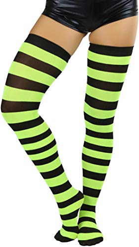 Image of ToBeInStyle Women's Vibrant Horizontal Wide Striped Thigh High Stockings