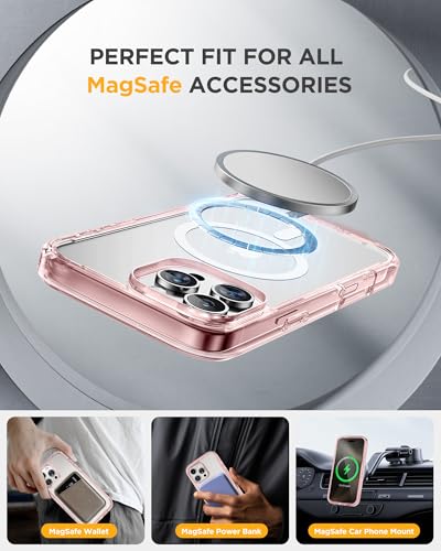 Image of Miracase for iPhone 16 Pro Case Full-Body Phone with Built-in Glass Screen Protector, [Compatible with MagSafe] Military Drop Proof 16 Pro Cover Bumper 6.3 inch, Clear Pink