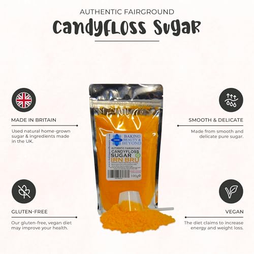Baking Beauty and Beyond Premium Candy Floss Sugar 100g - Irn Bru Flavour