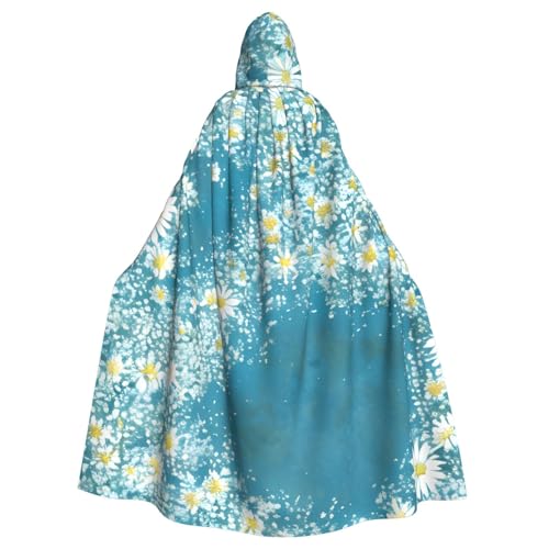 Cape de carnaval blanche et bleue à motif marguerites pour costume d'Halloween adulte