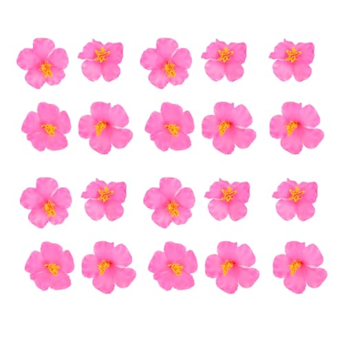 Image of Housoutil 20pcs Artificial Hibiscus Flowers 3.93in Hawaiian Party Decorations Fake Flower Ornament for Home Bedroom Living Room Bar Tropical Decor for DIY Craft