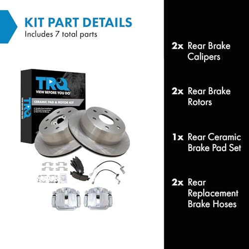 Image of TRQ Rear Brake Pad & Rotor Kit Ceramic Compatible with 2001 Chevrolet Silverado 1500 GMC Sierra 1500