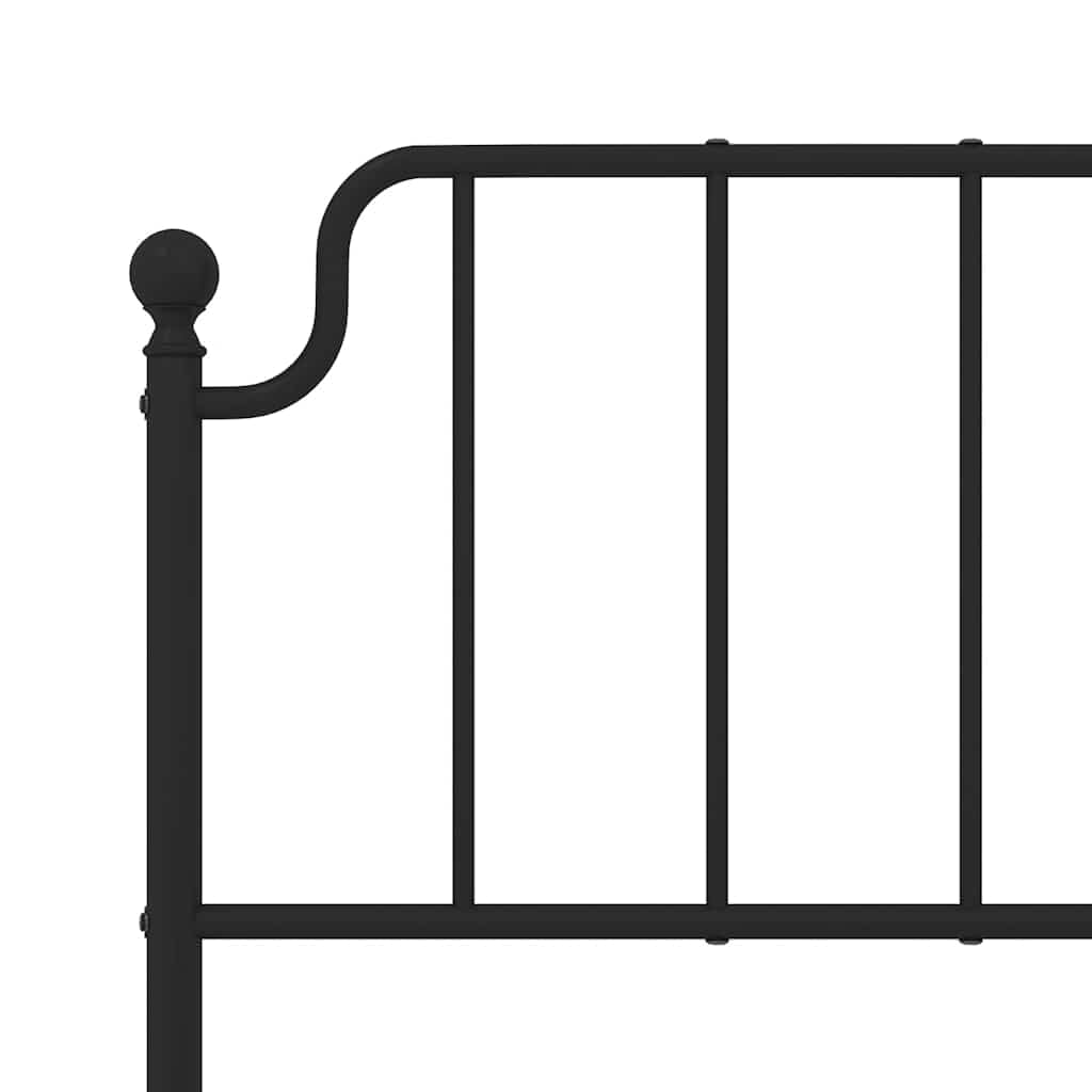 Black Metal Bed Frame 135x190cm with Slats and Underbed Storage | Heavy-duty steel platform requires no box spring, offering stable support for bedrooms and guest rooms.