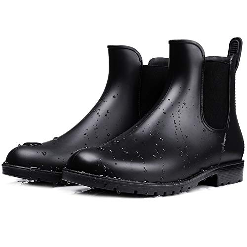 smiry Women's Short Rain Boots Waterproof Anti Slip Rubber Ankle Chelsea Booties B39