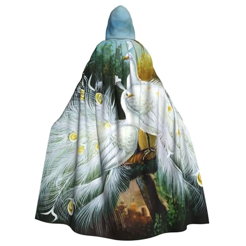 Cape à capuche paon blanc pour festival de cosplay et soirée déguisée Renaissance
