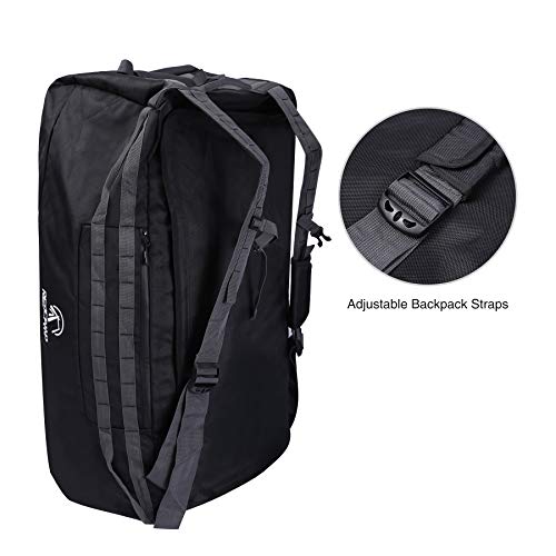 REDCAMP 140L Foldable Duffle Bag with Wheels and Backpack Straps, 1680D Oxford Extra Large rolled Duffel Bag backpack for Camping Travel Gear, Black