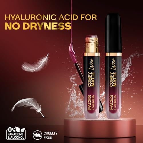 FACESCANADA Comfy Matte Wow Liquid Lipstick - Plum Passion 04, 3.8ml | One Swipe Application | Highly Pigmented | Comfortable Wear | Glides Smoothly | Long Lasting | Transferproof