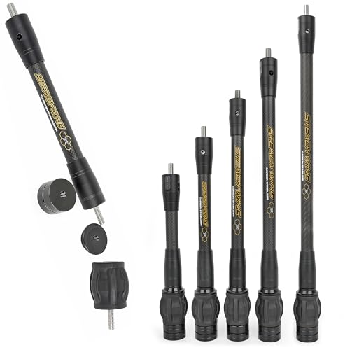 limaity Bow Stabilizer for Compound Bow Stabilizer Kit 6 8 10 12 15 Archery Balance Rod 3K Carbon Fibre Damping System and Shock Absorber Weights Kit (Black 10inch)
