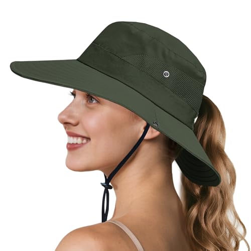 Image of NPQQUAN 1 & 2 PCS Sun Hat for Women Men 3 inch Wide Brim UPF 50+ Fishing & Bucket Beach Hats