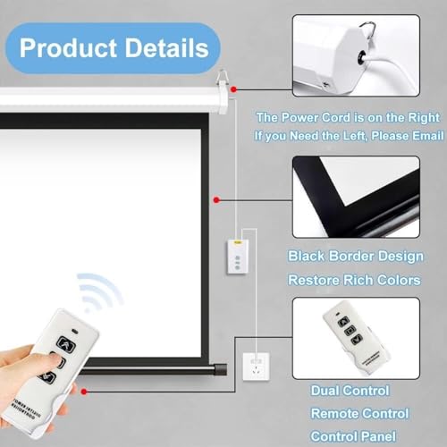 Pantalla de proyección motorizada 60 pulgadas 4:3 con control remoto miniatura 5