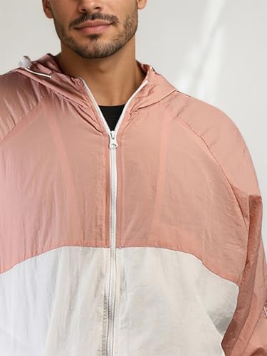 Image of CHKOKKO Sunscreen Jacket for Men Windcheater Hooded Zipper Sports Jacket | UV Protection | Sun Protective | Lightweight Water Resistant | Riding Biker | Outdoor Travel Gym Running