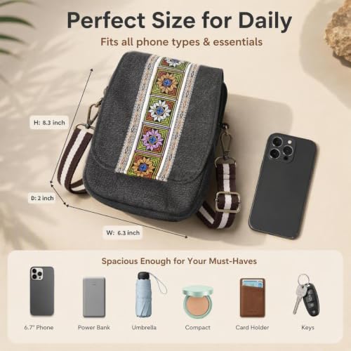 Image of Goodhan Embroidered Crossbody Bag Phone Bag Small Boho Purses for Women