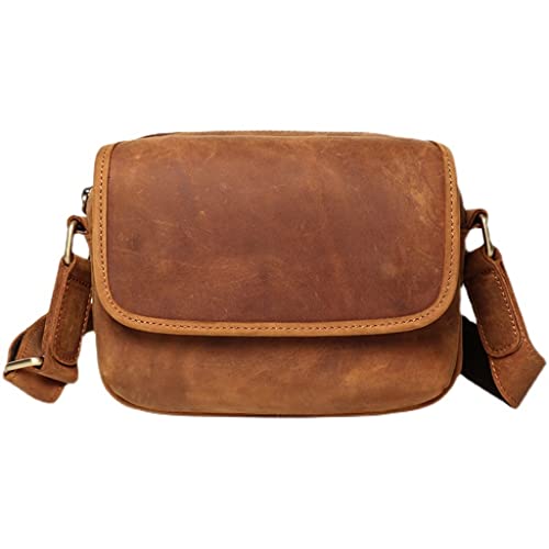 Vintage Leather Man's Foreskin Man's Shoulder Bag Diagonal Cross Bag Small Square Bag Mobile Phone Bag Man (W As Shown in The Figure)