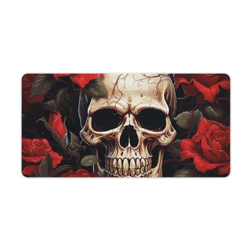 Skull Rose-Red Pad de Escritorio Grande con Base Antideslizante miniatura 1