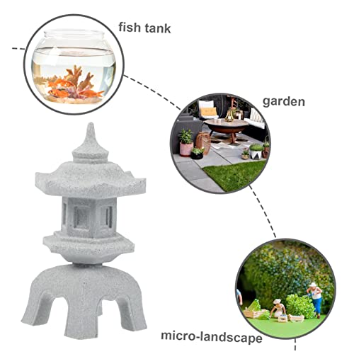 Image of Stone Lamp Shape Aquarium Ornament 3.62X1.96X1.85In Fish Tank Decoration Micro Landscape Decor for Bonsai Garden and Aquatic Pets