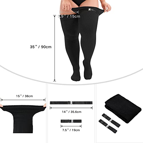 Zando Plus Size Thigh High Socks Extra Long Leg Warmers Over Knee Thick Socks Chunky Knit Thigh High Stockings for Women3