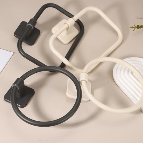 Porte-serviettes auto-adhésif en aluminium blanc pour salle de bain lot de 2