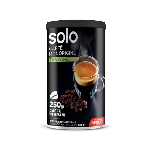 SOLO - Caffè Monorigine Tanzania, Café en Grano Tostado, 250 g, 100% Robusta Natural