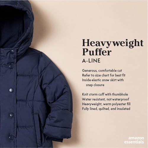 Amazon Essentials AEB00063F23_S_BLACK, STARS Baby Girls' Heavyweight Hooded Puffer Jacket thumb #1