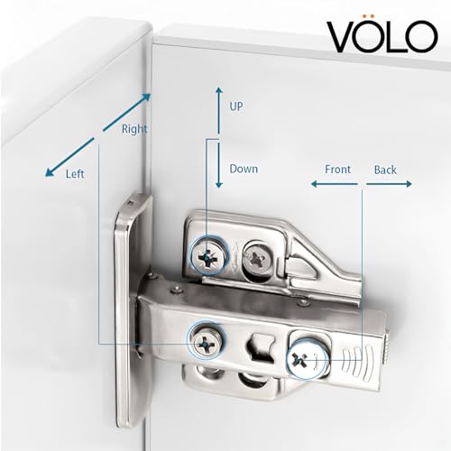 Image of VOLO Cabinet Hinges, Set of 1 (2 Pieces) for Furniture, Wardrobes, Doors, and Storage Units | (3D Soft Close (Mild Steel), 15 Crank | Inset)