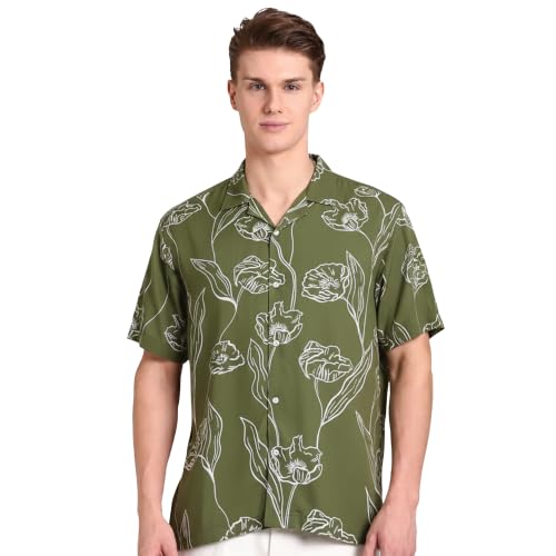 Image of LSD Men's Printed Casual Shirt - Half Sleeve Cuban Collar Regular Fit Trendy Stylish Viscose Shirt for Men, Office Party