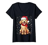Photo Gallery donna labrador retriever cappello babbo natale neve maglietta con collo a v Photo Gallery donna labrador retriever cappello babbo natale neve maglietta con collo a v