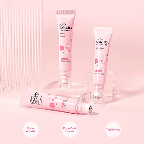 Akary 2-In-1 Sakura Eye Serum And Eye Roller, Eye Massager Roller Lifting, Eye Cream For Nourishing Relieve Eye Bags, Dark Circles, And Puffiness, Fine Lines, Under Eye Treatment Cream #TOP5