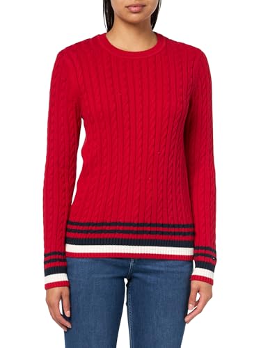 Image of Tommy Hilfiger Women's Cotton Crewneck Cable Sweater