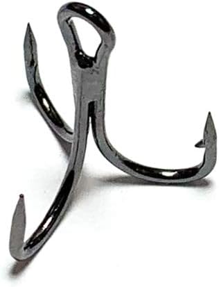 3X Strong Treble Hooks, 100 Pcs Black Nickel for Lure Replacement, Easy-Slip Eyelet, Ideal for Saltwater & Freshwater Big Game Fishing