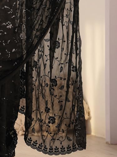 Image of AKHILAM Women's Georgette Embellished Saree With Unstitched Blouse Piece (AARYAN12701 KR Parent)
