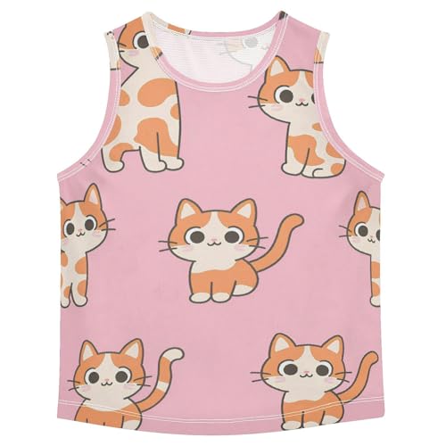 susiyo Cute Cats on Pink Boys Sleeveless Tank Top Girls Athletic T Shirt